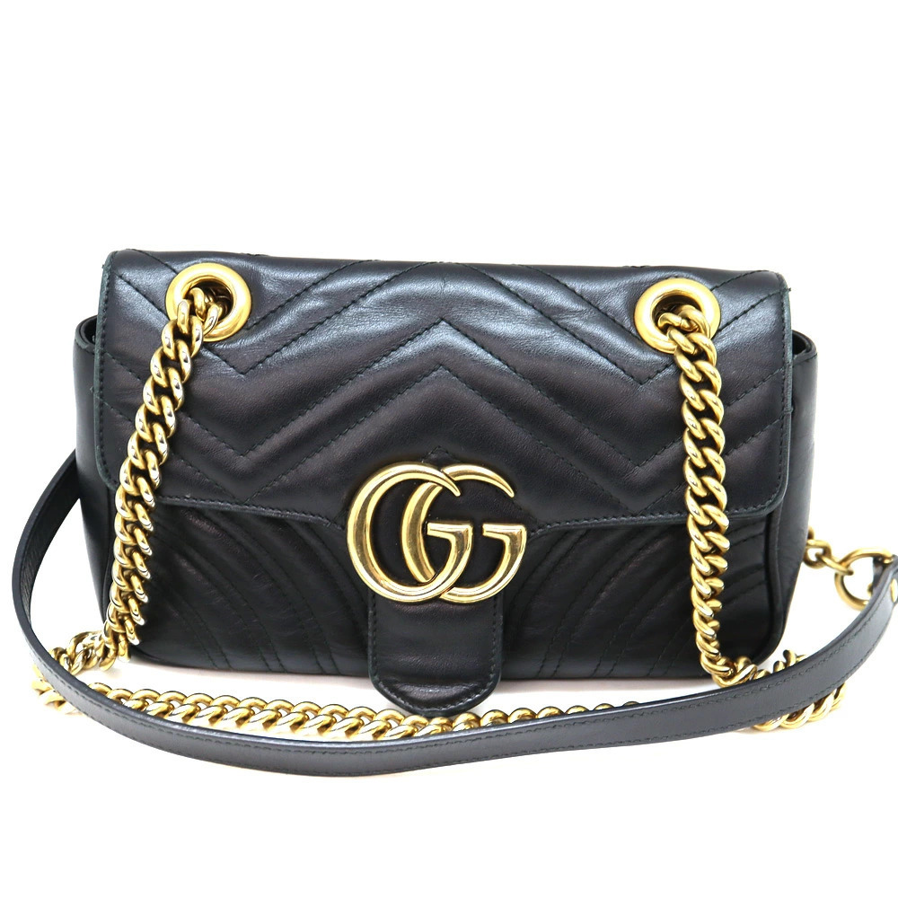 Gucci GG Marmont Bag Shoulder Leather Black
